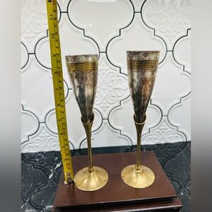 Vintage Brass and Silver Plated Champagne Goblets